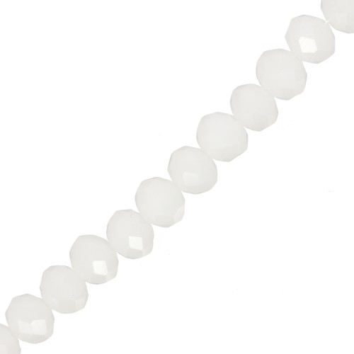 Perles rondelles facettées - rondes aplaties - 8x6 mm White Opaque x40cm
