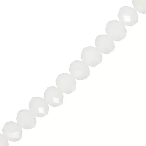 Perles rondelles facettées - rondes aplaties - 8x6 mm White Opaque x40cm