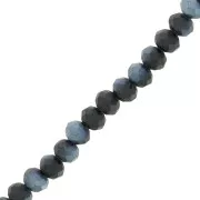 Perles rondelles facettées - rondes aplaties -4x3 mm Black Plated Frosted x48cm
