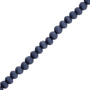 Perles rondelles facettées - rondes aplaties -3.5x3 mm Bleu Nuit Frosted x34cm|raw }}