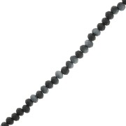 Perles rondelles facettées - rondes aplaties -3.5x3 mm Bleu Nuit Frosted x34cm