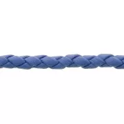 Cordon cuir tressé 4 mm Bleu Dur x 50 cm
