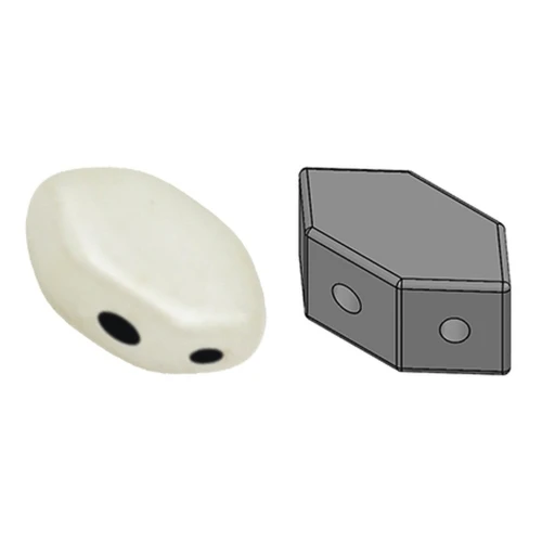 Perles en verre Paros® par Puca® 7x4 mm Opaque White Ceramic Look x10g
