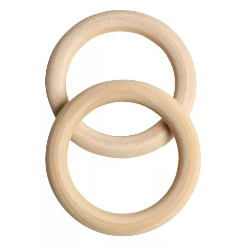 Anneau en bois 68 mm pour hochet avec amigurumi au crochet x2