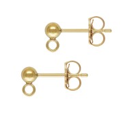 Clous d'oreilles boule 3 mm avec anneau soudé en Gold filled (or laminé)   x2|raw }}