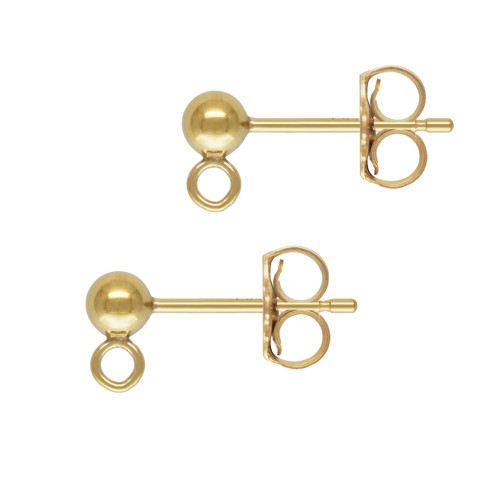 Clous d'oreilles boule 3 mm avec anneau soudé en Gold filled (or laminé)   x2