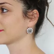 Dormeuses pour tissage porte-cabochon PureCrystal 1028/1088 8 mm rhodié x2