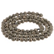Perles Rondes facettées 4 mm en pierre gemme - Pyrite x36cm