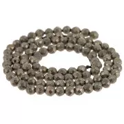 Perles Rondes facettées 4 mm en pierre gemme - Pyrite x36cm