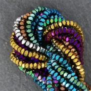 Mini rondelles facettées imitation hématite 3 mm Golden Mat x40 cm