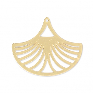 Pendentifs ajourés forme éventail découpe laser 25x30 mm - doré x2