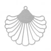 Pendentif feuille tropicale ajouré découpe laser 37x39 mm - Argenté x1