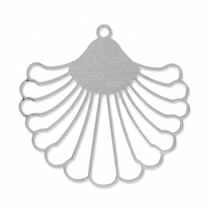 Pendentif feuille tropicale ajouré découpe laser 37x39 mm - Argenté x1