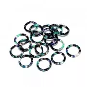 Pendentif anneau en acétate de cellulose 34 mm Ecaille de tortue - Vert - Noir x1