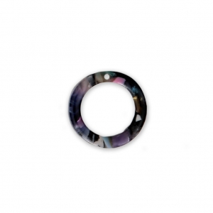 Pendentif anneau en acétate de cellulose 14.5 mm Ecaille de tortue Rose/Noir x1