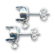 Clous d'oreilles porte-cabochon 8 mm avec anneau Argent 925 x2