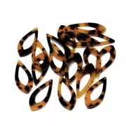 Pendentif goutte en acétate de cellulose 36x15 mm Ecaille de tortue Marron/Noir x1