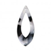 Pendentif goutte en acétate de cellulose 36x15 mm Ecaille de tortue Blanc/Noir x1|raw }}