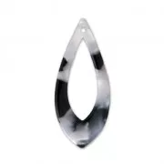 Pendentif goutte en acétate de cellulose 36x15 mm Ecaille de tortue Blanc/Noir x1