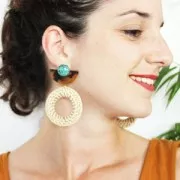 Pendentif demi-lune en acétate 37x18 mm Ecaille de tortue Marron/Noir x1