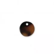 Sequin rond en acétate de cellulose 10 mm Ecaille de tortue Marron/Noir x1