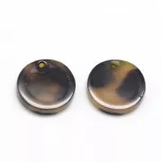 Sequin rond en acétate de cellulose 10 mm Ecaille de tortue Marron/Noir x1