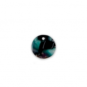 Sequin rond en acétate de cellulose 9.5 mm Ecaille de tortue Vert/Noir x1