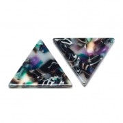 Sequin triangle en acétate de cellulose 16 mm Ecaille de tortue Vert/Noir x1