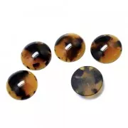 Cabochon rond en acétate de cellulose 18 mm Ecaille de tortue Marron/Noir x1
