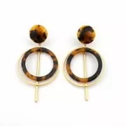 Cabochon rond en acétate de cellulose 18 mm Ecaille de tortue Marron/Noir x1