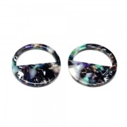 Pendentif rond en acétate de cellulose 28 mm Ecaille de tortue Vert/Noir x1