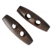 Boutons en bois style duffle-coat 40x10 mm Brun x2|raw }}