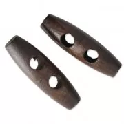 Boutons en bois style duffle-coat 40x10 mm Brun x2