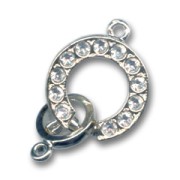 Fermoir à ressort 14.5 mm plaqué rhodium strass Crystal|raw }}