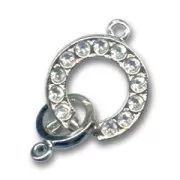 Fermoir à ressort 14.5 mm plaqué rhodium strass Crystal