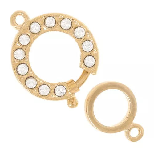 Fermoir à ressort 14 mm doré strass Crystal