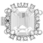 Fermoir 2 rangs 17 mm cabochon PureCrystal Crystal Plaqué rhodium|raw }}