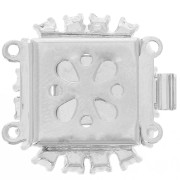 Fermoir 2 rangs 17 mm cabochon PureCrystal Crystal Plaqué rhodium