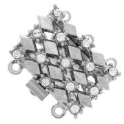 Fermoir 3 rangs strass PureCrystal Crystal 19 mm Rhodié x1|raw }}