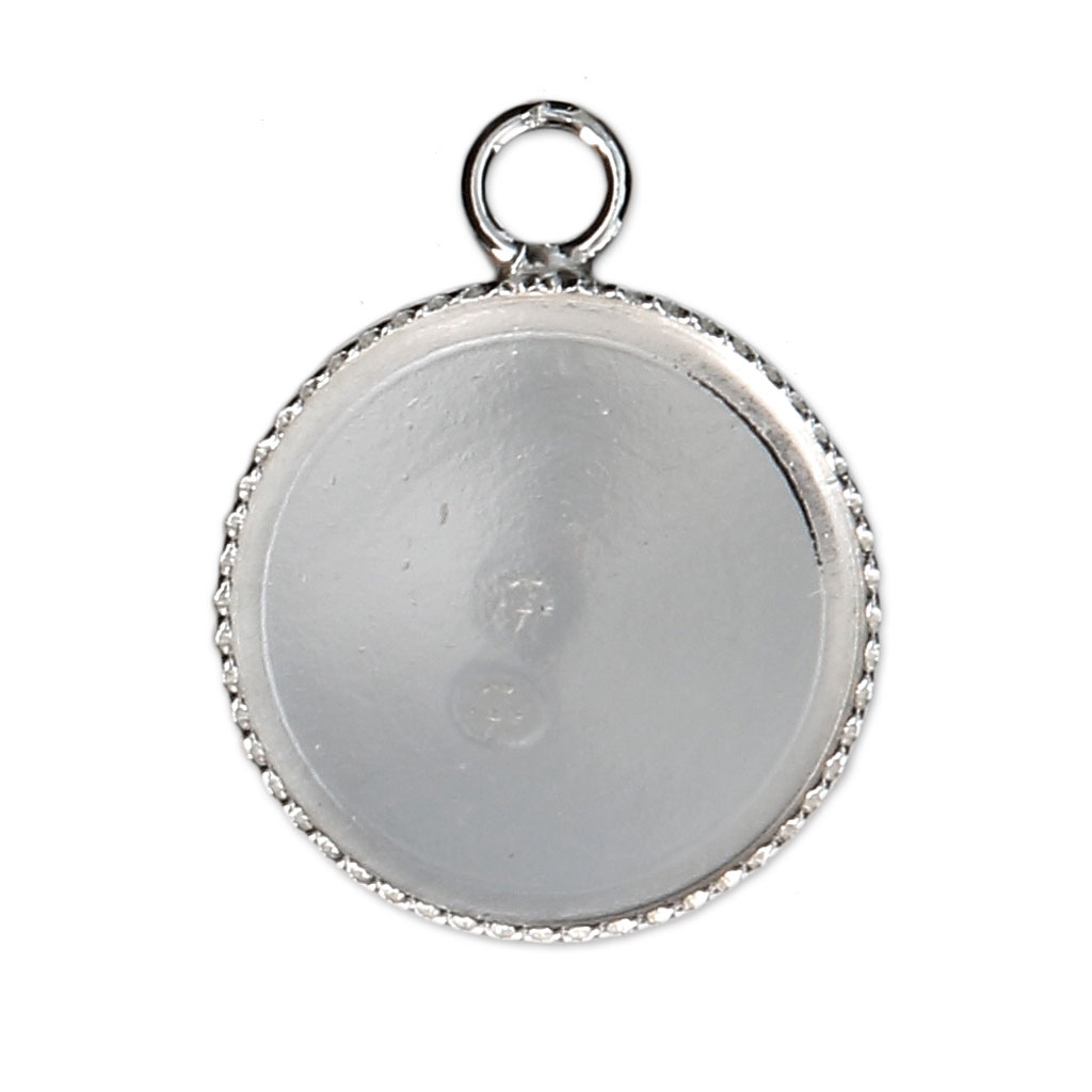 Broche Vintage Rhodié Argent Avec Cabochon Nacre Ronde - Modèle 3512 - Occasion Très Bon état