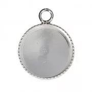 Serti pendentif pour cabochon rond fond plat 14 mm en Argent 925 x1