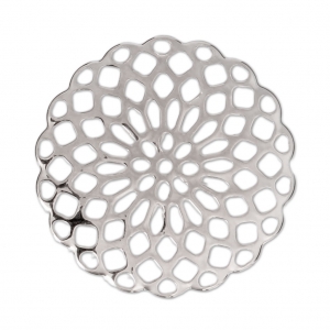 Estampes pendentifs rosaces 25 mm pour création de bijoux fantaisie argenté x4