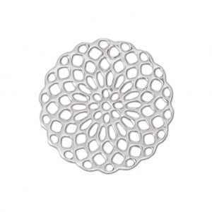 Estampes pendentifs rosaces 20 mm pour création de bijoux fantaisie argenté x4