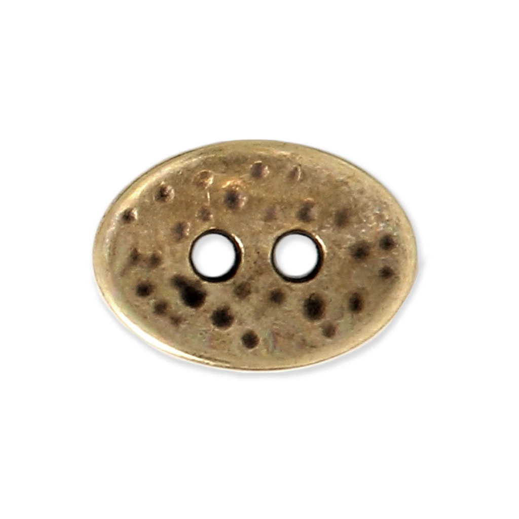 Gros Bouton Vintage Forme Goutte, Bleu Martelé, 4,2 X 3 Cm, Pied, Ref 1624