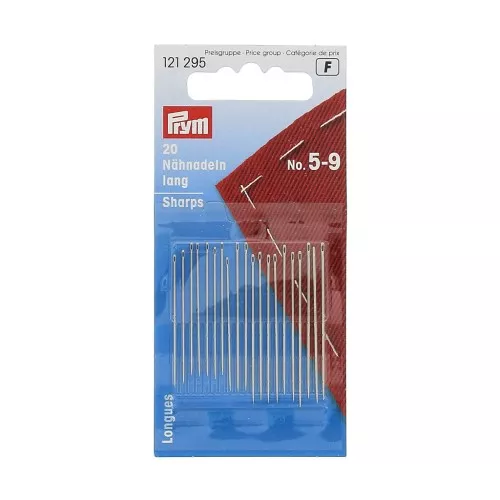 Aiguilles à coudre longues n°5-9 chas argenté x20