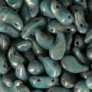 Perles en verre tchèque 2 trous Zoliduo® Right 5x8mm Jade Teracota Red x20