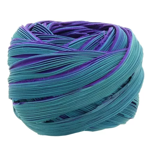 Ruban de twill soie Shibori Passion Teal x10cm