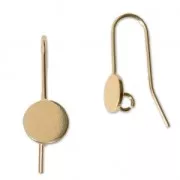 Crochets d'oreilles plateau pour cabochon fond plat 8 mm - Doré à l'or fin x2