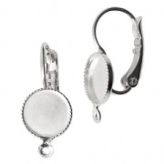 Dormeuses avec anneau et porte-cabochon à fond plat 8 mm rhodié x2|raw }}