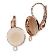 Dormeuses avec anneau et porte-cabochon à fond plat 10 mm doré rose HQ x2|raw }}